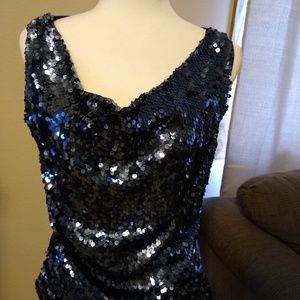 NWT Dressbarn Navy blue sequin tank